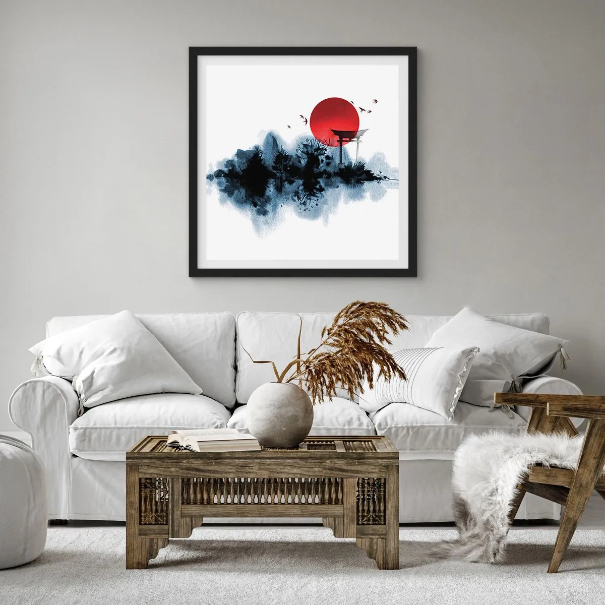 Poster in einem schwarzem Rahmen - Japanische Sicht - 30x30 cm