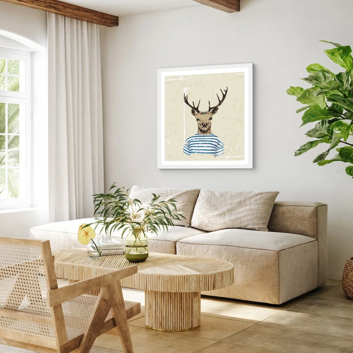 Poster in einem weißen Rahmen - Weil ich gestreifte T-Shirts mag! - 50x50 cm