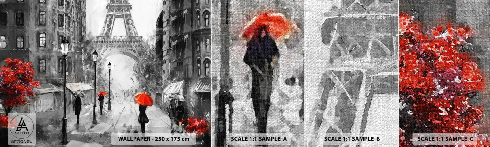 Fototapeten Muster Premium Canvas - Alle Wege führen zu ihr - Stadt, Paris, Eiffelturm - 100x30 cm