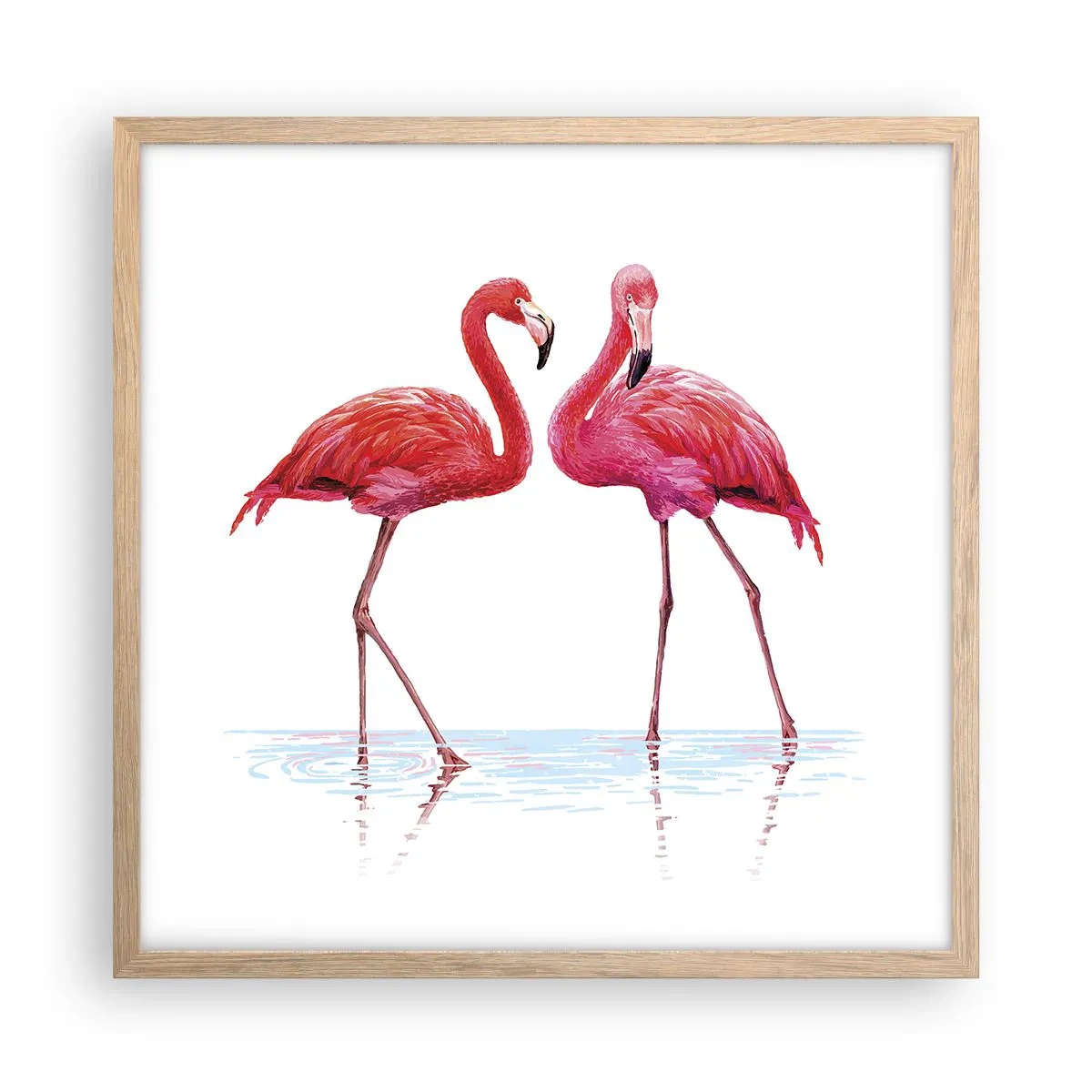 Poster in einem Rahmen aus heller Eiche - Rosa randez-vous - 50x50 cm