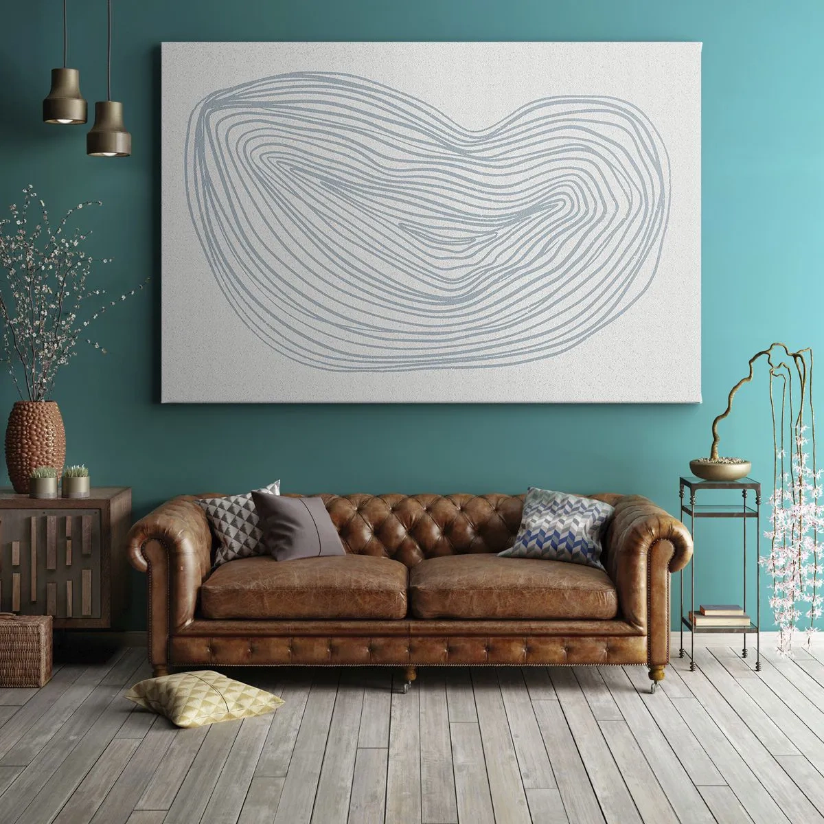 Bild auf Leinwand - Leinwandbild - Abstraktes Wellenmotiv in zartem Blau - 100x70cm - Das Lächeln der Wassertropfen - Moderne Wanddekoration für Wohnzimmer und Schlafzimmer ARTTOR