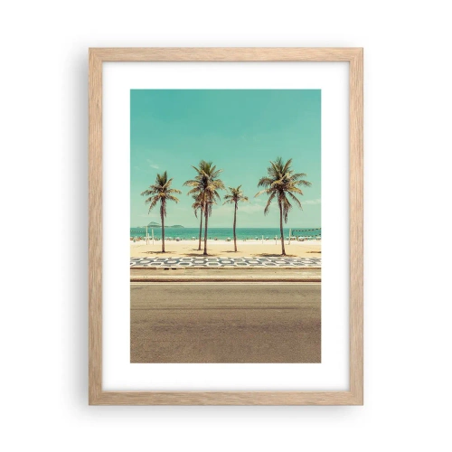 Poster in einem Rahmen aus heller Eiche - Beim Bewachen des Strandes - 30x40 cm