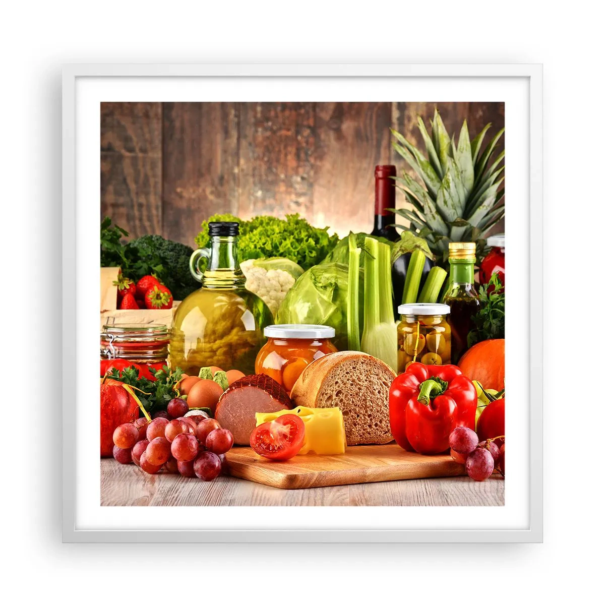 Poster in einem weißen Rahmen - Geräuchert, gebacken und eingelegt - 60x60 cm