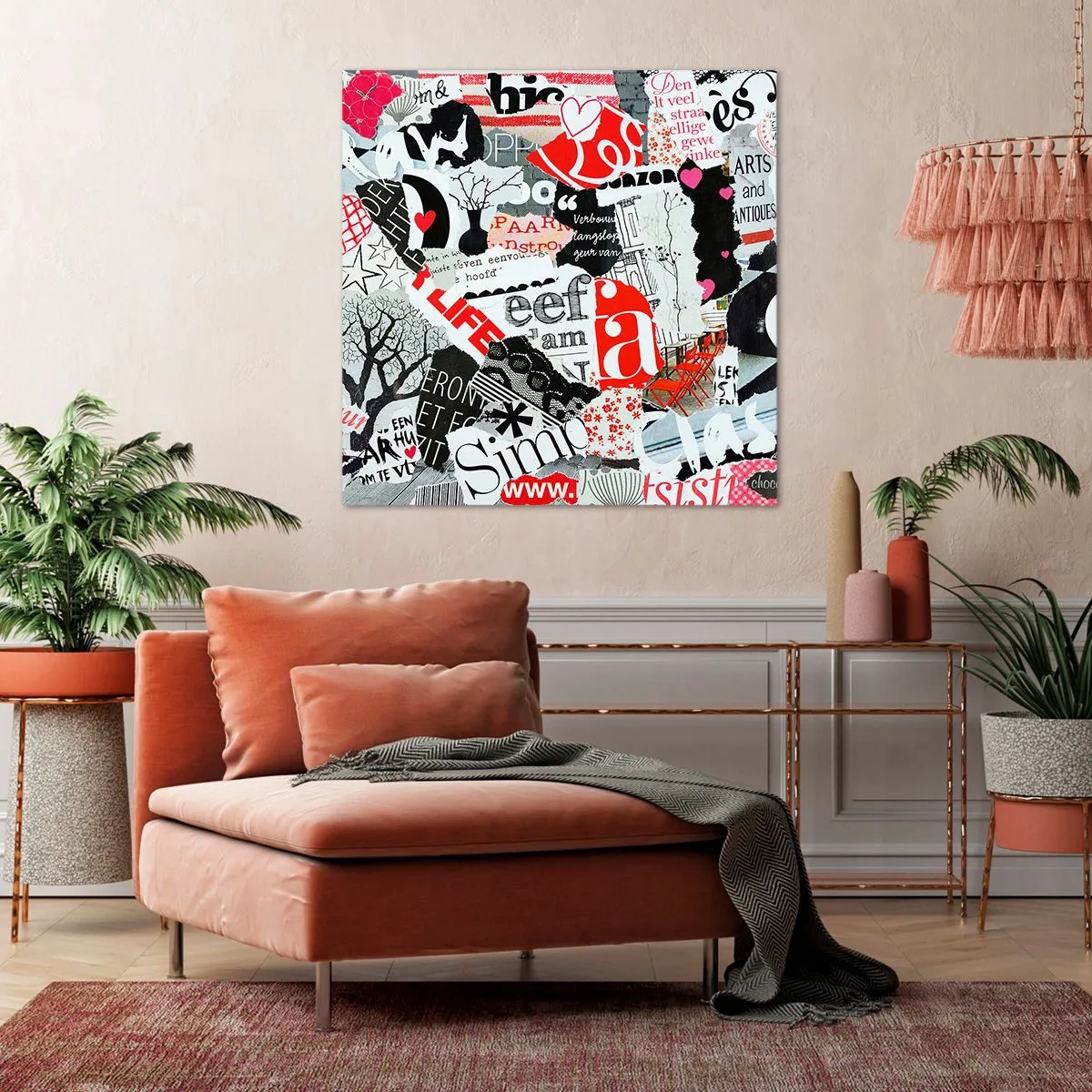 Bild auf Leinwand - Leinwandbild - Hipster-Collage - 50x50 cm