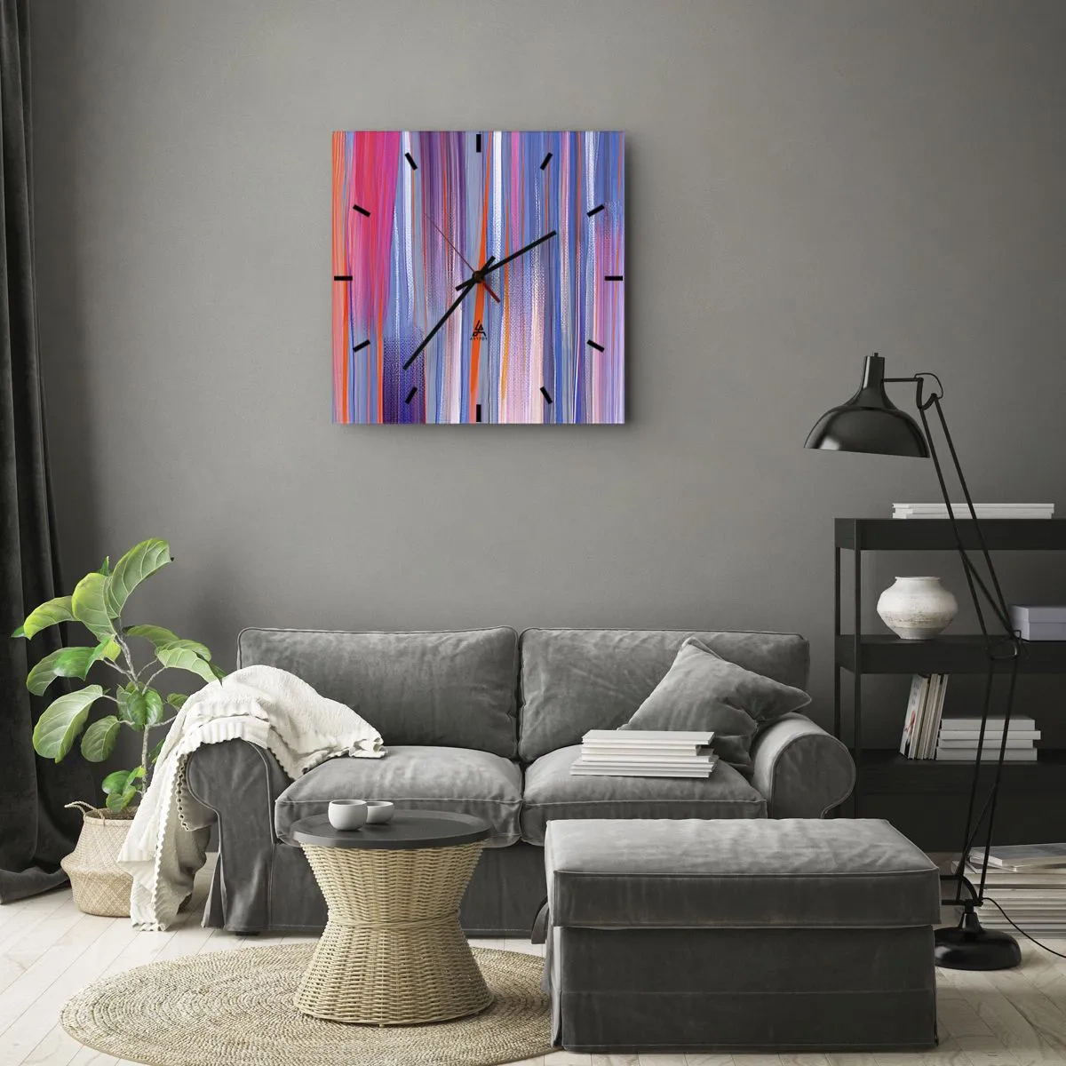 Wanduhr - Glasuhr - Aufstieg zum Regenbogen - 40x40 cm