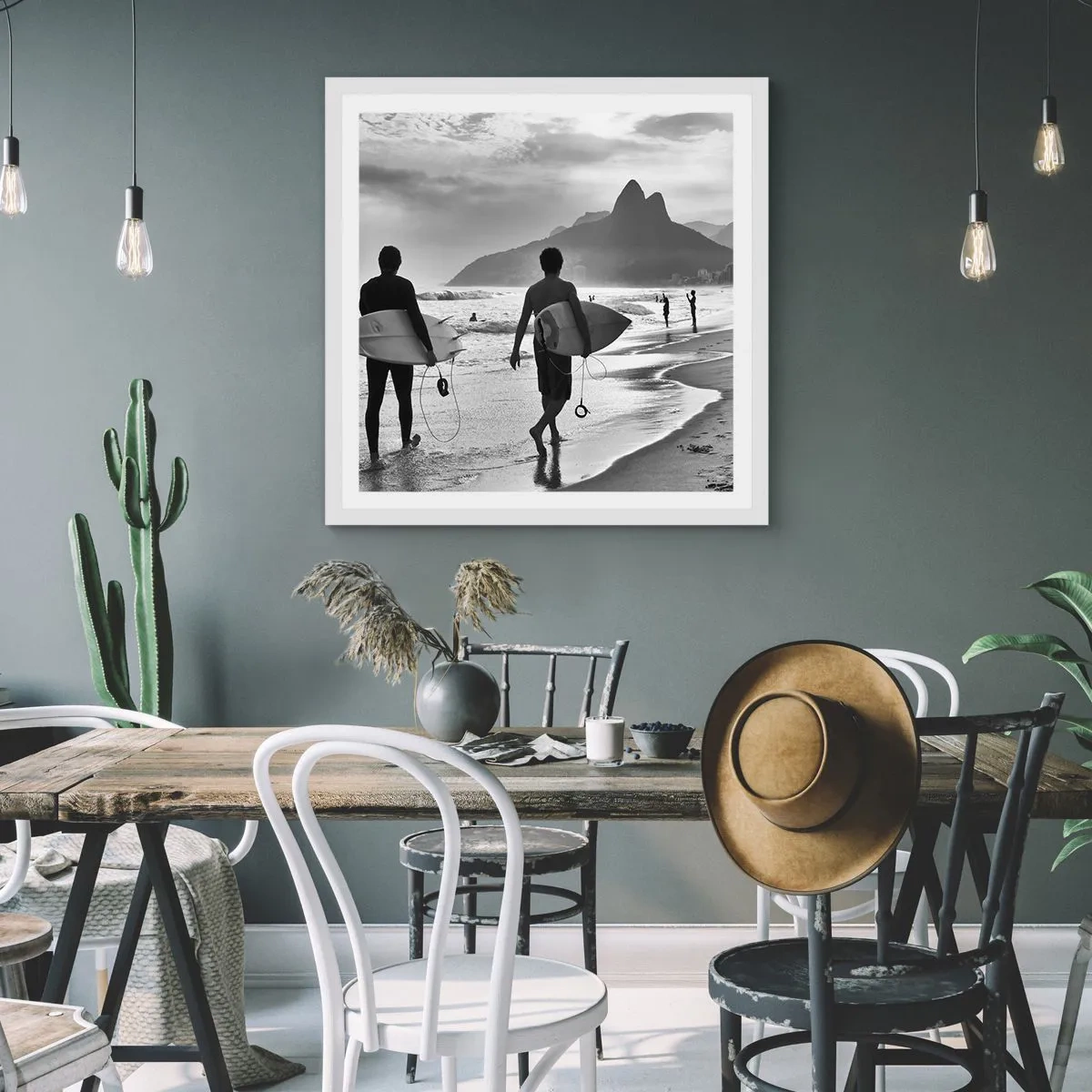 Poster in einem weißen Rahmen - Single-Wave-Samba - 50x50 cm