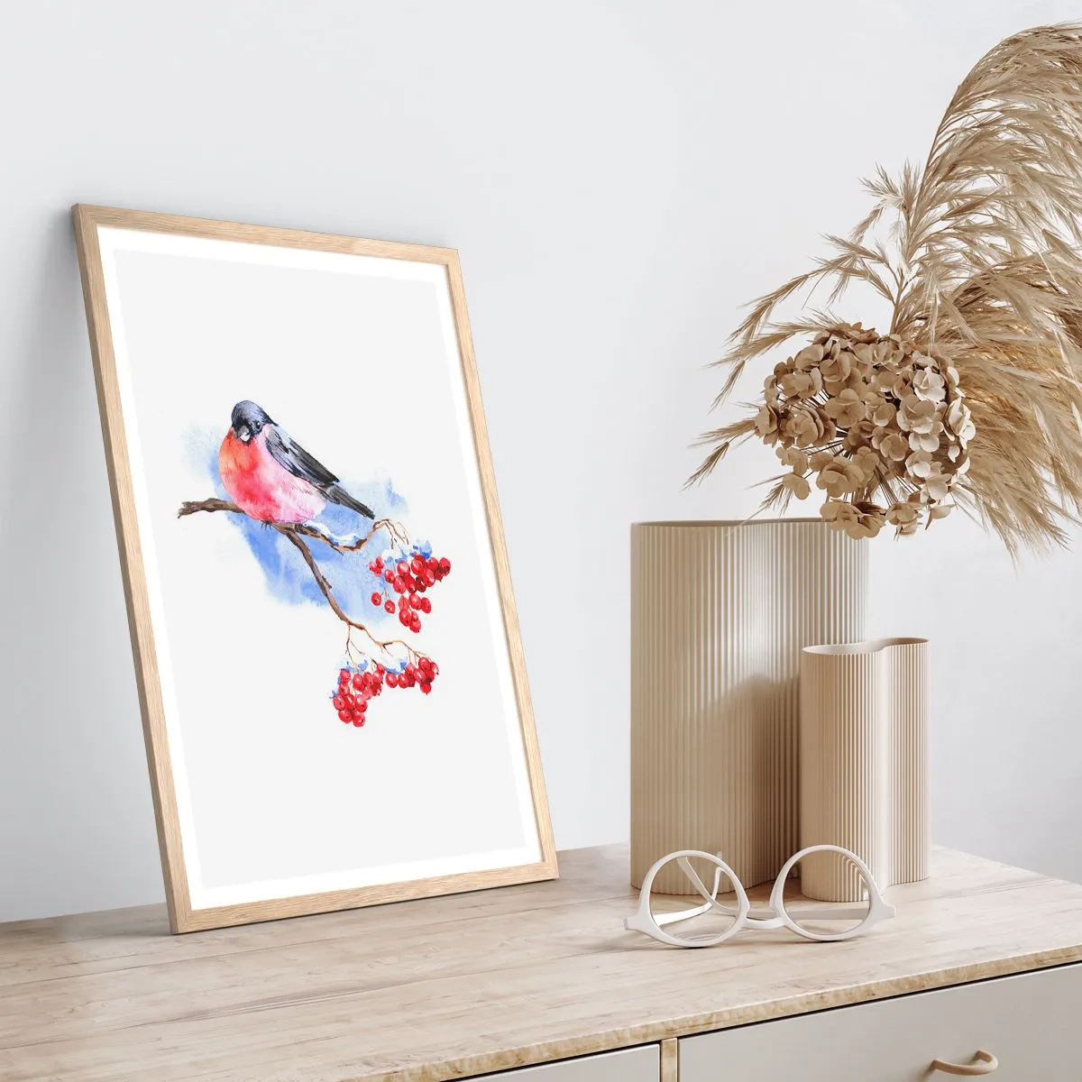 Poster in einem Rahmen aus heller Eiche - Winter in Farbe - 70x100 cm