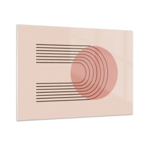 Glasbild - Bild auf glas - Minimalistische geometrische Grafiken in Beigetönen - 100x70cm - Unwiderstehliche Anziehungskraft - Moderne Wanddekoration für Wohnzimmer und Schlafzimmer ARTTOR