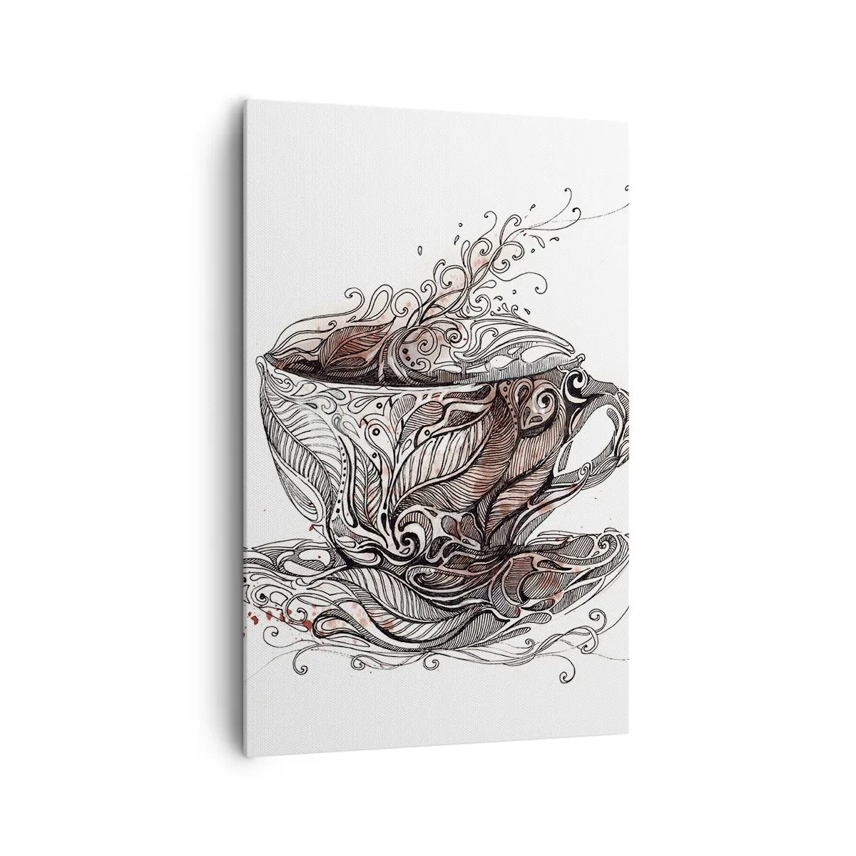 Bild auf Leinwand - Leinwandbild - Dekorative Kaffeetasse mit kunstvollem Muster - 80x120cm - Tee für alles - Moderne Wanddekoration für Wohnzimmer und Schlafzimmer ARTTOR