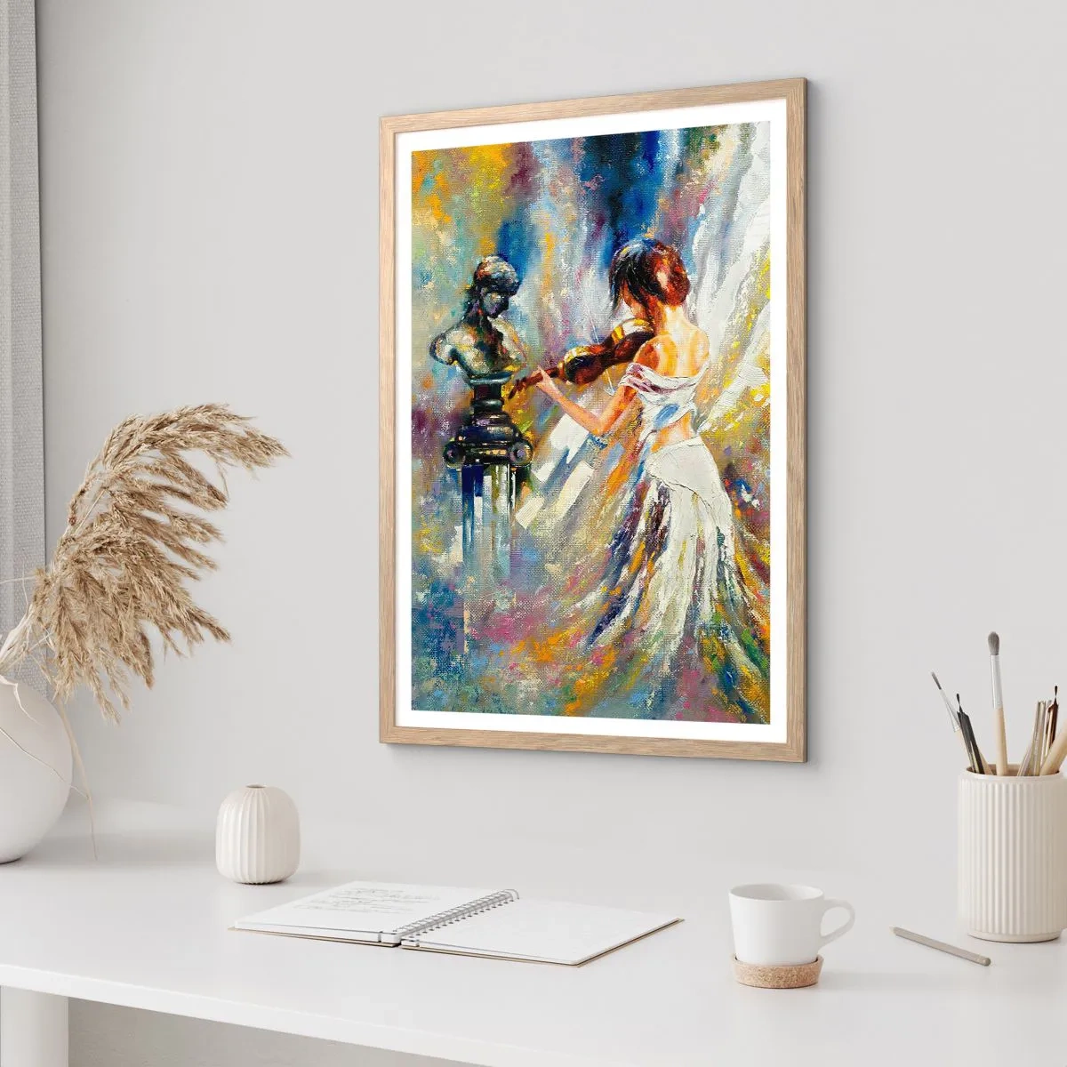 Poster in einem Rahmen aus heller Eiche - Mit Gefühl beleben - 40x50 cm