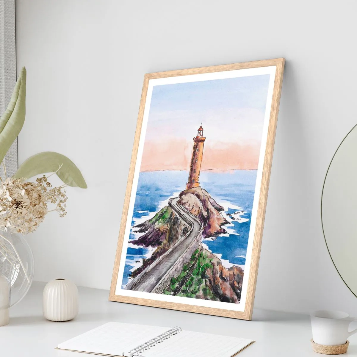 Poster in einem Rahmen aus heller Eiche - Dem Meer zugewandt - 30x40 cm