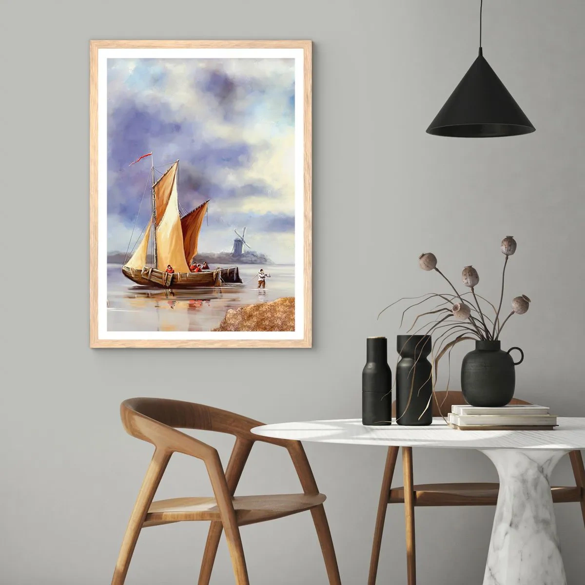 Poster in einem Rahmen aus heller Eiche - Die Rückkehr der Seeleute - 61x91 cm