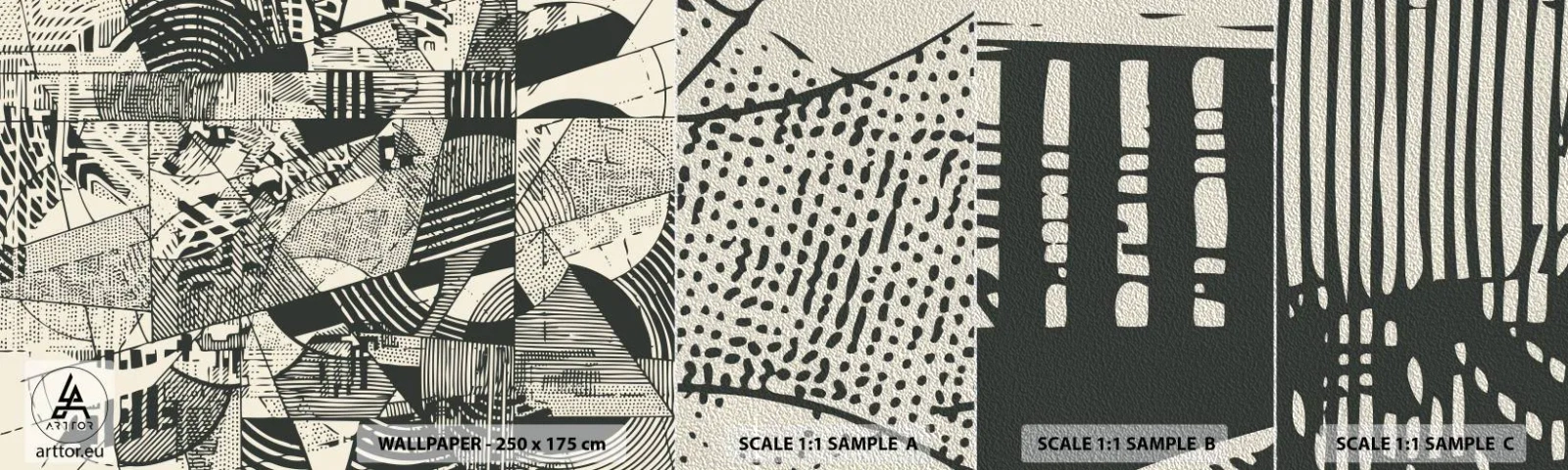Fototapeten Muster Premium Sand - Die Dynamik der Gegenwart - Abstraktion, Jahrgang, Grafik - 100x30 cm