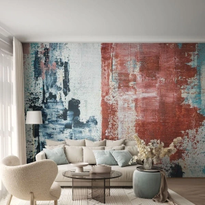 Fototapete Premium Canvas - Fünfzig-Fünfzig abstrakt - Abstraktion, Stück, Malerei - 400x280 cm