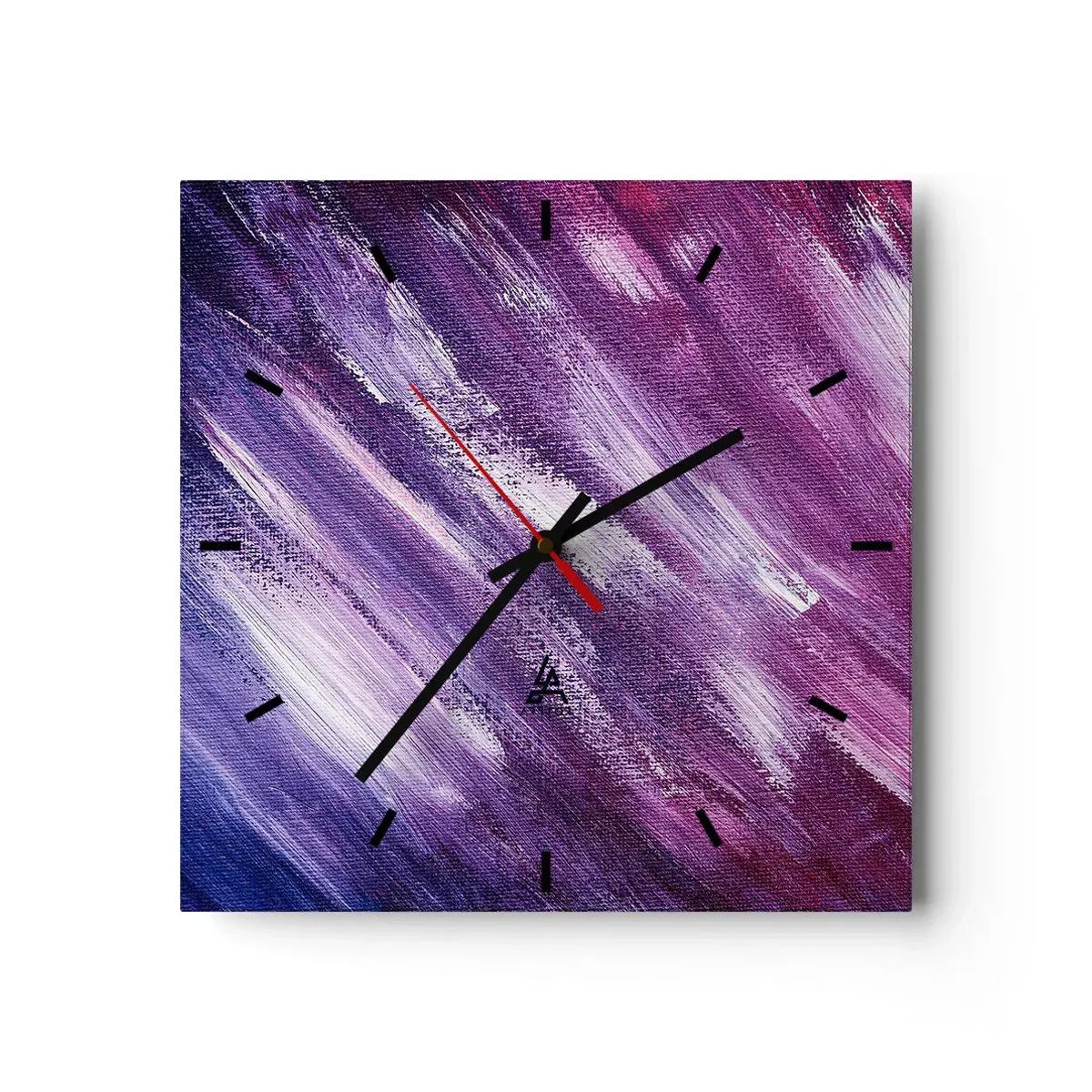 Wanduhr - Glasuhr - Abstrakte Pinselstriche in Lila- und Rosatönen - 30x30cm - Wenn der sonnige Wind weht - Moderne Wanddekoration für Wohnzimmer und Schlafzimmer ARTTOR