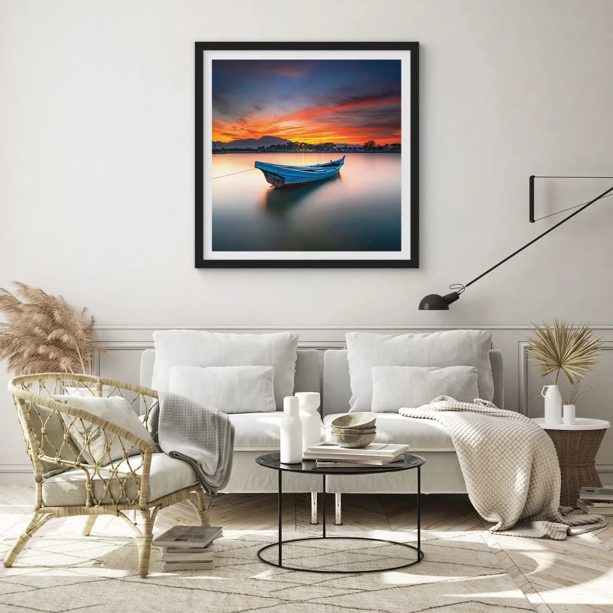 Poster in einem schwarzem Rahmen - Eine gute Nacht kommt - 50x50 cm