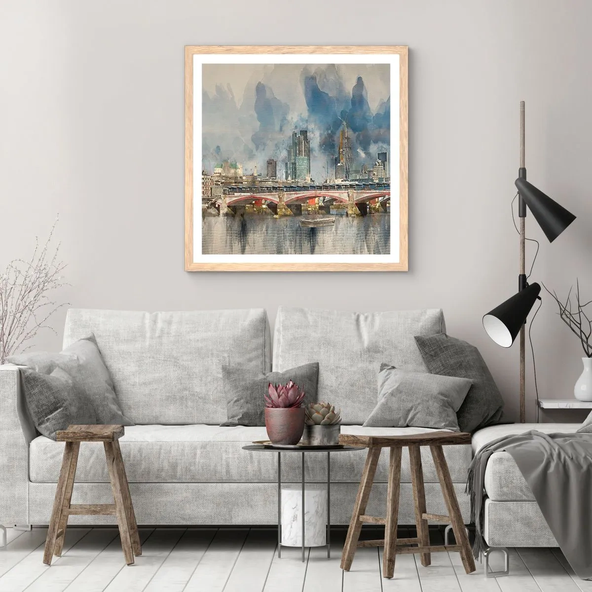 Poster in einem Rahmen aus heller Eiche - London in seiner ganzen Pracht - 30x30 cm