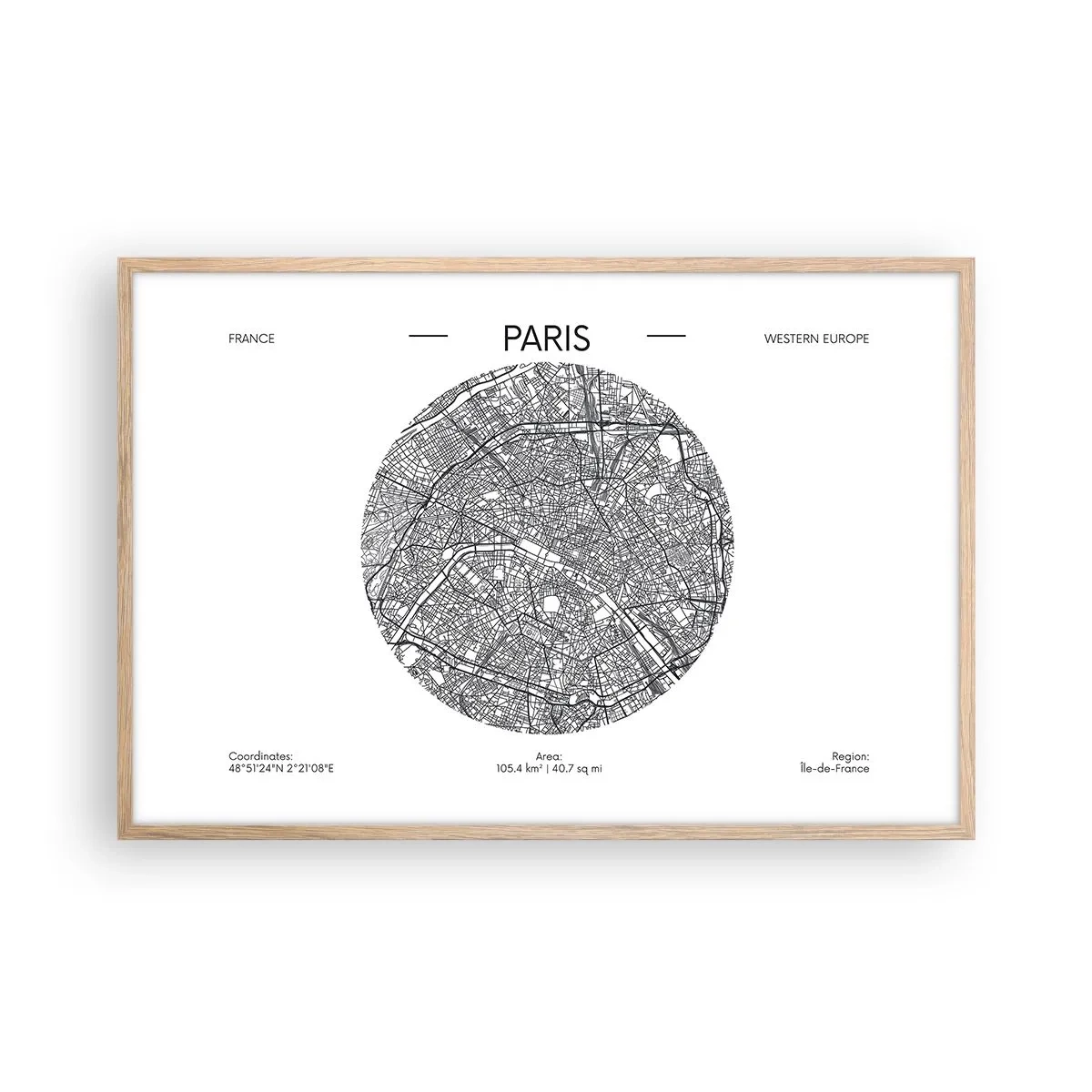 Poster in einem Rahmen aus heller Eiche - Anatomie von Paris - 91x61 cm