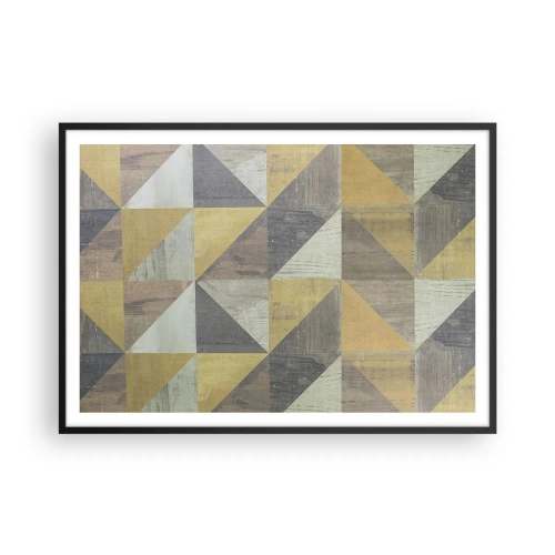 Poster in einem schwarzem Rahmen - Geometrische Komposition aus Dreiecken in erdigen Farbtönen - 100x70cm - Am Winkel des Dreiecks - Moderne Wanddekoration für Wohnzimmer und Schlafzimmer ARTTOR