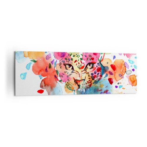 Bild auf Leinwand - Leinwandbild - Abstraktes Porträt eines Leoparden in intensiven Farben - 160x50cm - Die Schöne und das Biest - Moderne Wanddekoration für Wohnzimmer und Schlafzimmer ARTTOR