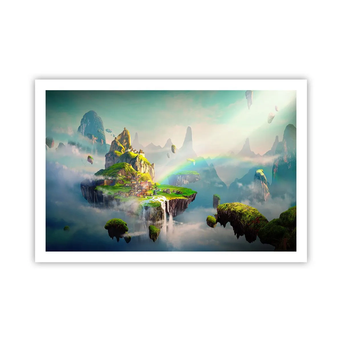 Poster - Mitten am Himmel - glückliche Inseln - 91x61 cm