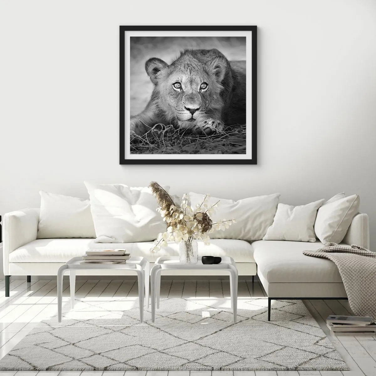 Poster in einem schwarzem Rahmen - Königlicher Welpe - 30x30 cm