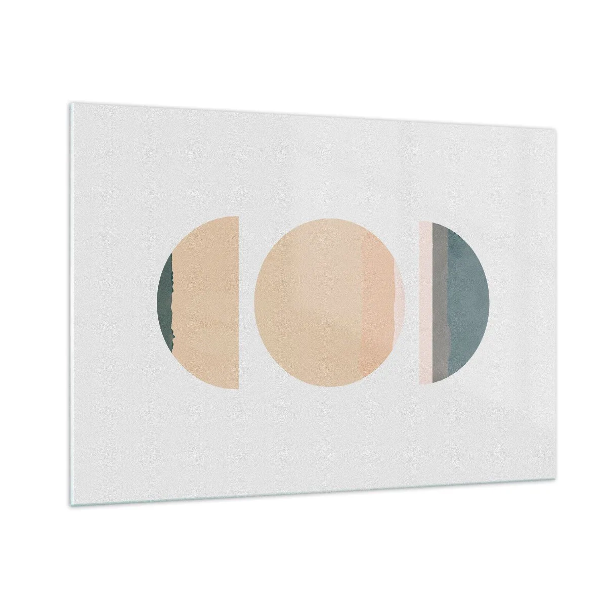 Glasbild - Bild auf glas - Minimalistische geometrische Muster in Pastellfarben - 100x70cm - Ein Rad hinter dem anderen… - Moderne Wanddekoration für Wohnzimmer und Schlafzimmer ARTTOR