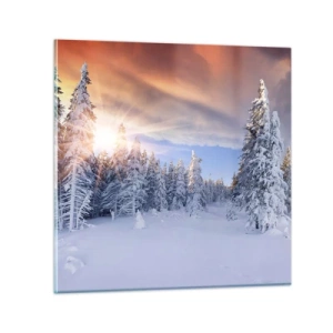 Glasbild - Bild auf glas - Ein verschneites Naturschauspiel - 70x70 cm