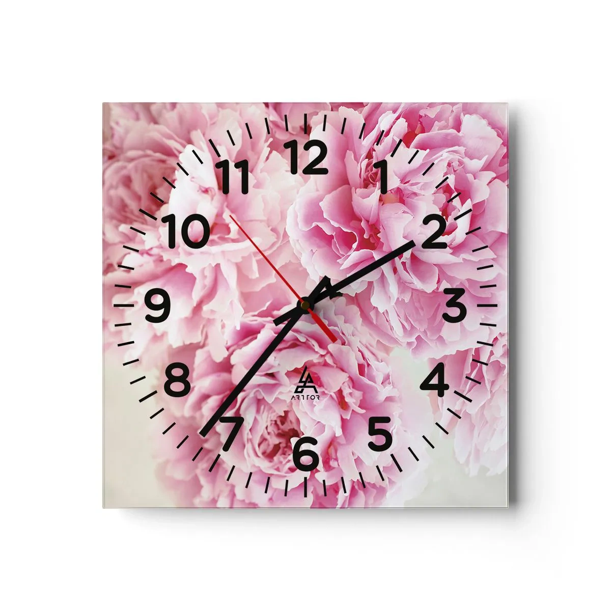 Wanduhr - Glasuhr - In rosa Glamour - 40x40 cm