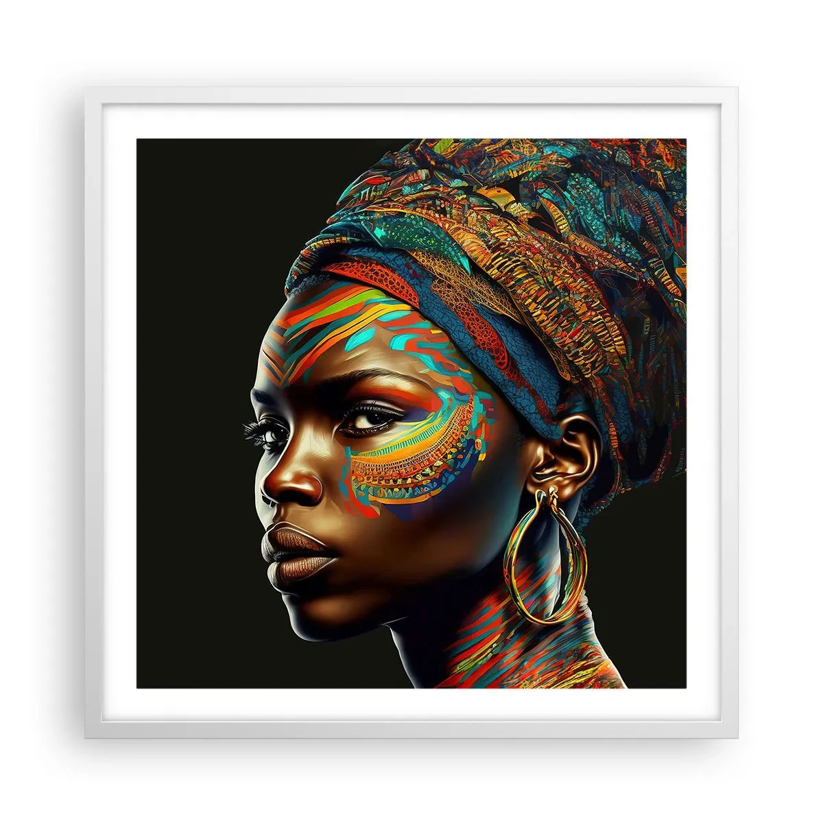 Poster in einem weißen Rahmen - Afrikanische Königin - 60x60 cm
