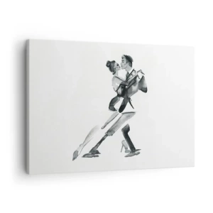 Bild auf Leinwand - Leinwandbild - Eine subtile Illustration eines tanzenden Paares im monochromen Stil. - 70x50cm - In einem Schlag - Moderne Wanddekoration für Wohnzimmer und Schlafzimmer ARTTOR