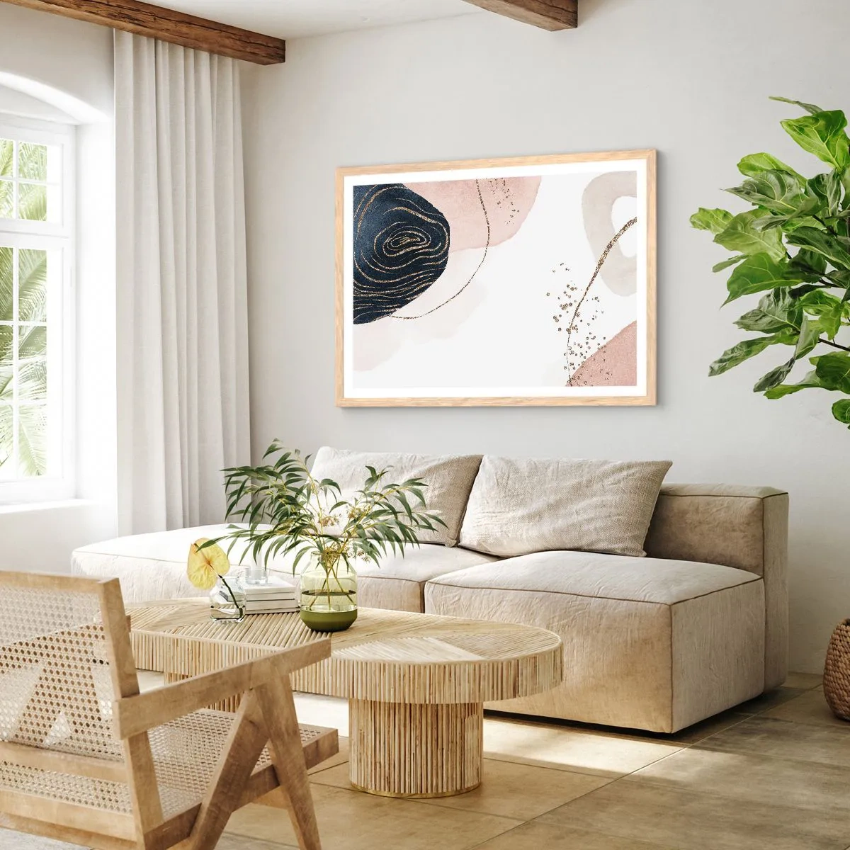 Poster in einem Rahmen aus heller Eiche - Alles fließt - 91x61 cm