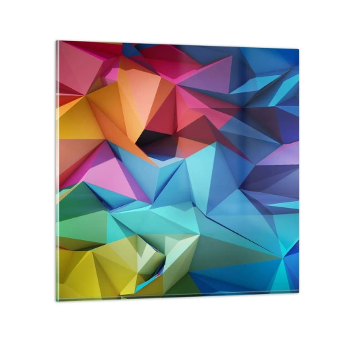 Glasbild - Bild auf glas - Regenbogen-Origami - 70x70 cm