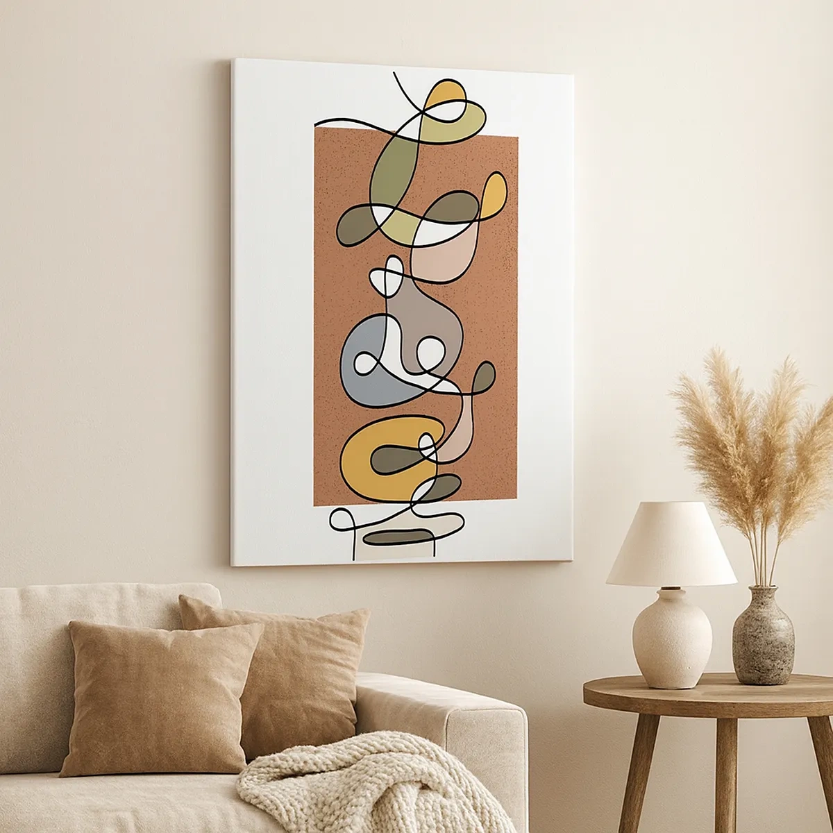 Bild auf Leinwand - Leinwandbild - Bunte Abstraktion mit Punkten und Linien - 50x70cm - Abstraktion, die ein Lächeln wert ist - Moderne Wanddekoration für Wohnzimmer und Schlafzimmer ARTTOR