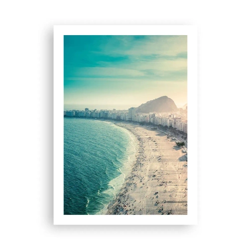 Poster - Blick auf den Strand und die Stadt bei Sonnenuntergang - 50x70cm - Ewiger Urlaub in Rio - Moderne Wanddekoration für Wohnzimmer und Schlafzimmer ARTTOR