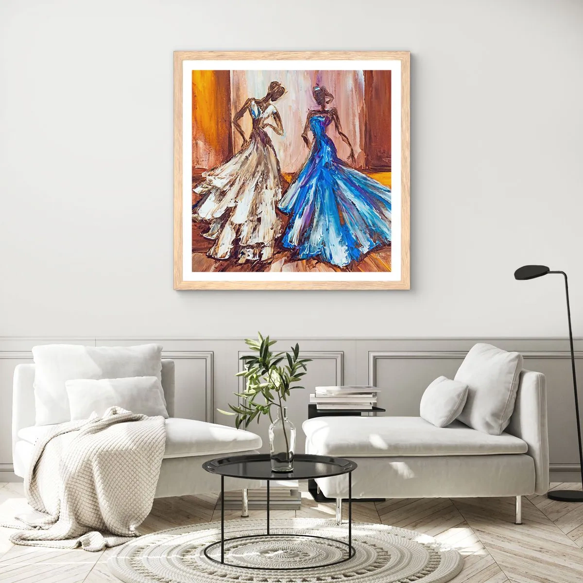 Poster in einem Rahmen aus heller Eiche - Ein dankbares Duo - 60x60 cm