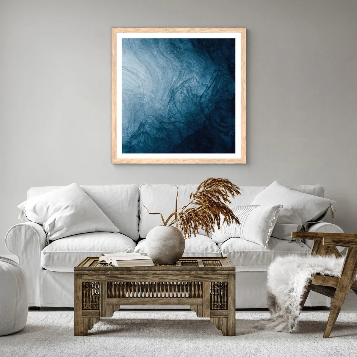 Poster in einem Rahmen aus heller Eiche - Greifen Sie tief - 50x50 cm