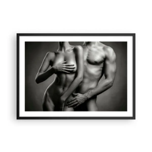 Poster in einem schwarzem Rahmen - Schwarz-weiße Darstellung weiblicher und männlicher Körper in künstlerischer Pose - 70x50cm - Adam und Ewa - Moderne Wanddekoration für Wohnzimmer und Schlafzimmer ARTTOR