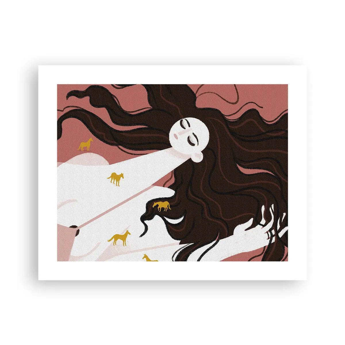 Poster - Traum von einem goldenen Pferd - 50x40 cm