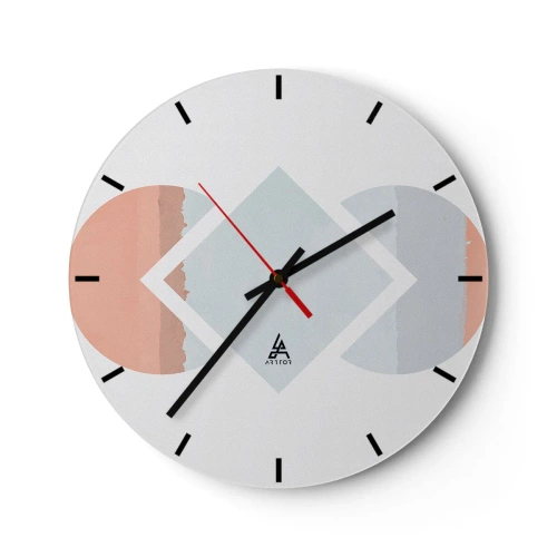 Wanduhr - Glasuhr - Geometrische Komposition in Pastellfarben - 30x30cm - Die Situation ist klar - Moderne Wanddekoration für Wohnzimmer, Küche und Schlafzimmer ARTTOR