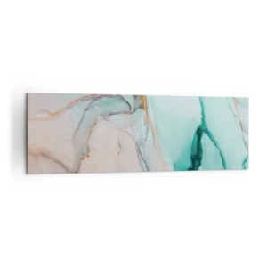 Bild auf Leinwand - Leinwandbild - Eine abstrakte Komposition in Türkis- und Goldtönen. - 160x50cm - Ein Tanz der Formen und Farben - Moderne Wanddekoration für Wohnzimmer und Schlafzimmer ARTTOR