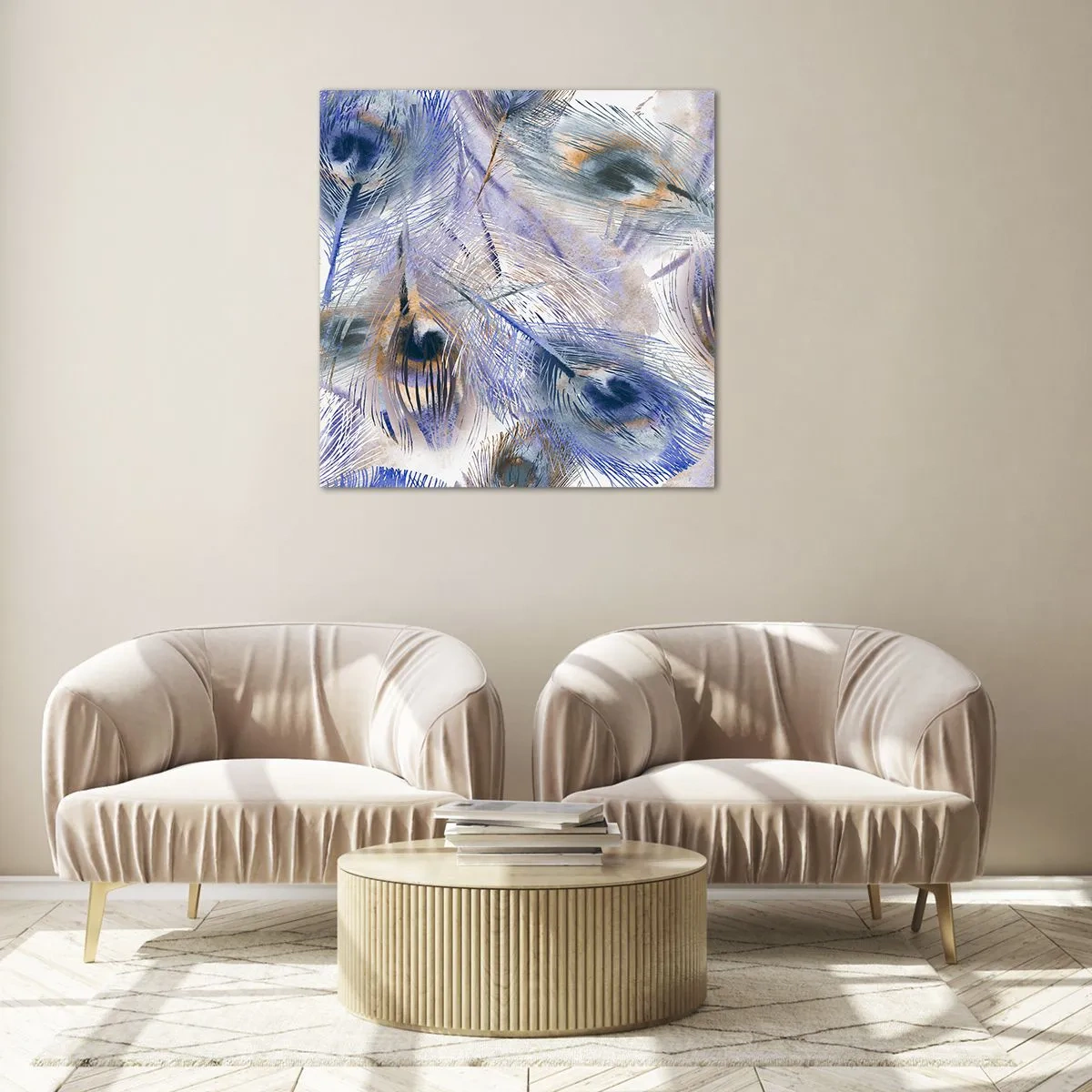 Glasbild - Bild auf glas - Pfau-Komposition - 30x30 cm