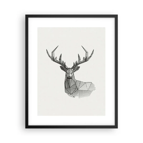 Poster in einem schwarzem Rahmen - Ein Hirsch im kubistischen Stil - 40x50 cm