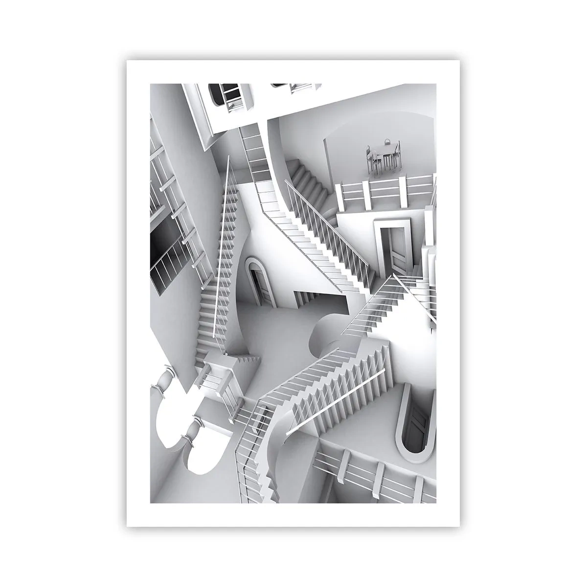 Poster - Illusionäre Treppen in einem surrealen Raum - 50x70cm - Die Paradoxien des Weltraums - Moderne Wanddekoration für Wohnzimmer und Schlafzimmer ARTTOR