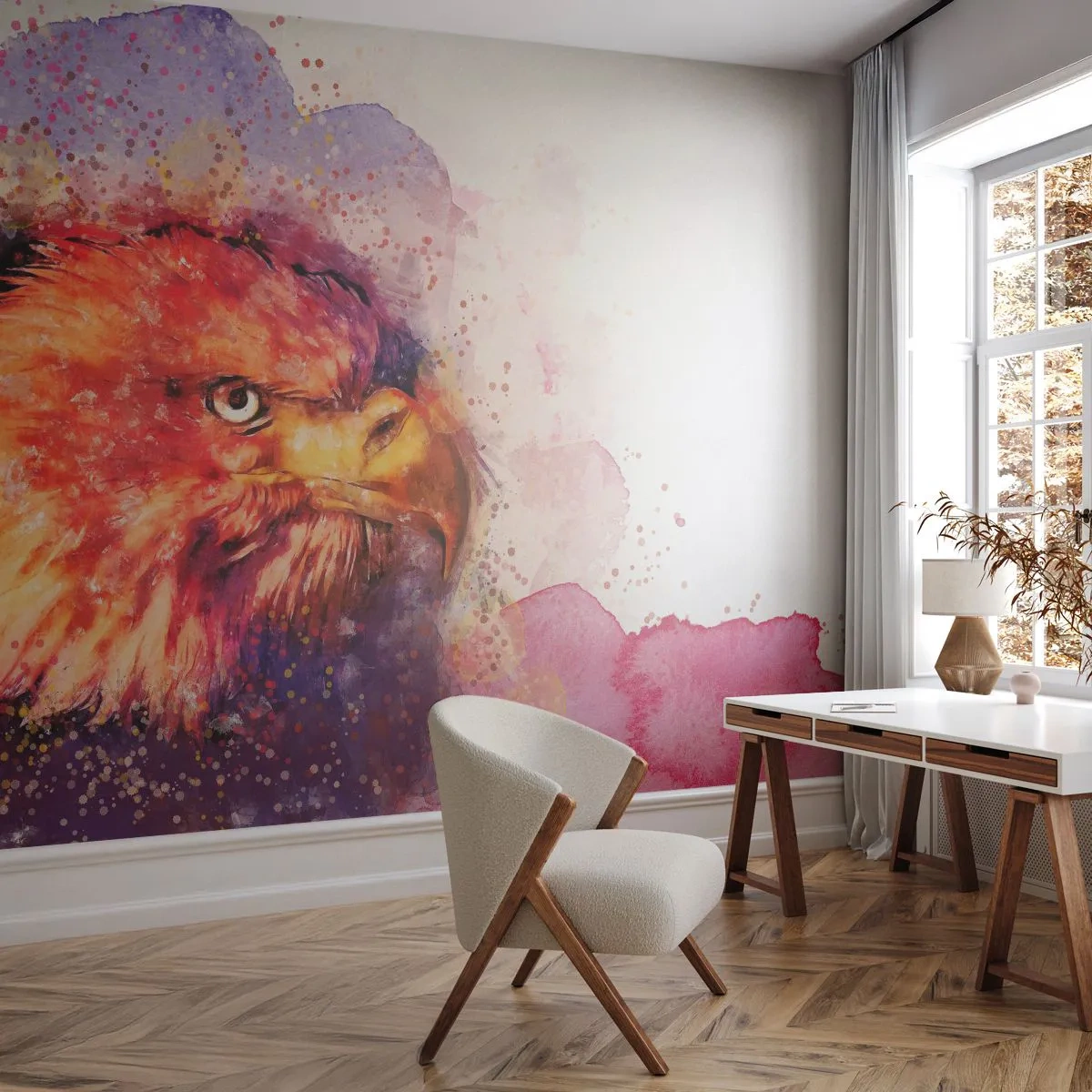 Fototapete Standard Eco - Ein malerisches Porträt eines Adlers in lebendigen Farben - 100x70cm - Du willst nicht wissen, woran ich denke - Moderne Wanddekoration für Wohnzimmer und Schlafzimmer ARTTOR