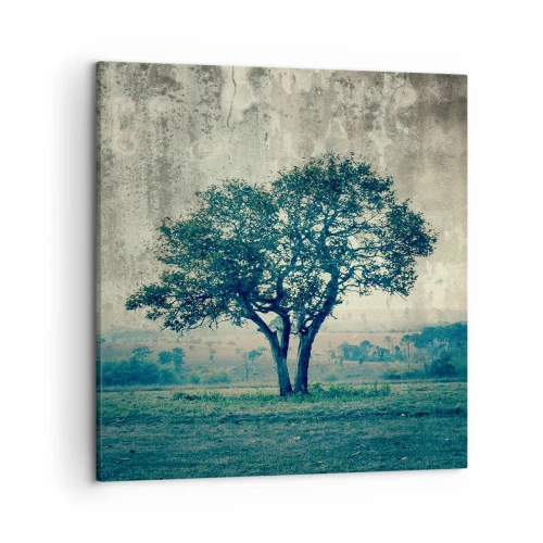 Bild auf Leinwand - Leinwandbild - Ein Apfelbaum auf blauem Feld? - 50x50 cm