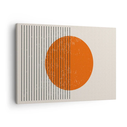 Bild auf Leinwand - Leinwandbild - Minimalistische Sonne mit geometrischen Linien - 70x50cm - Immer die Sonne - Moderne Wanddekoration für Wohnzimmer und Schlafzimmer ARTTOR