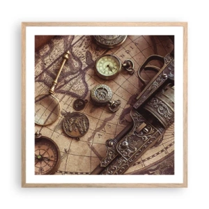 Poster in einem Rahmen aus heller Eiche - Das Abenteuer ruft - 60x60 cm