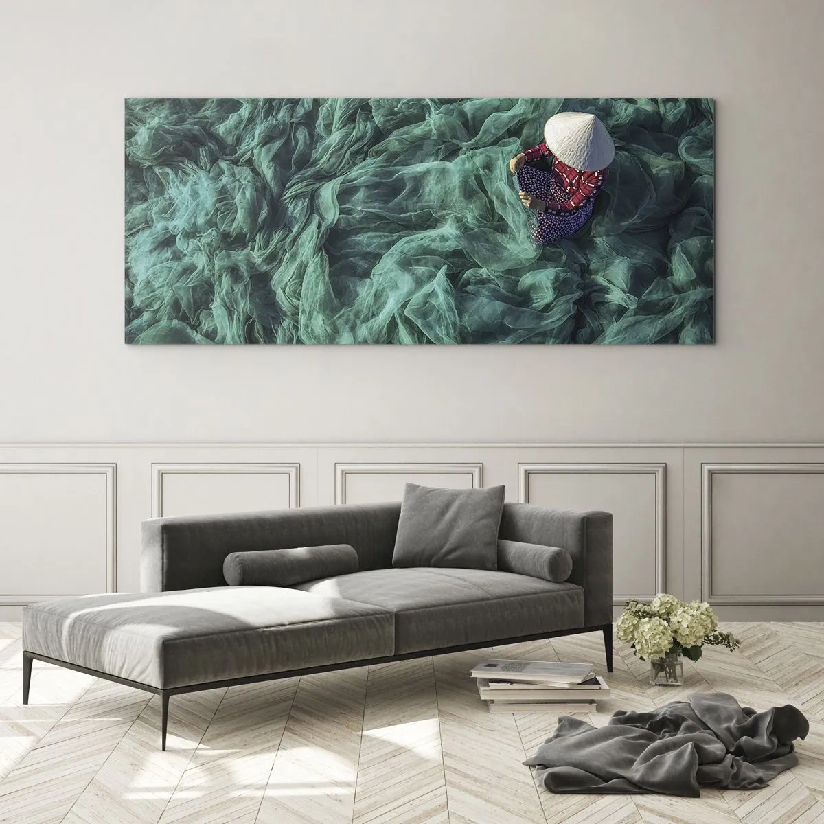 Glasbild - Bild auf glas - In einem Meer aus Netzen - 100x40 cm