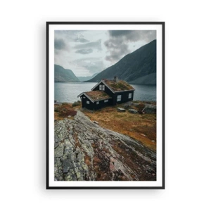 Poster in einem schwarzem Rahmen - Sommerresort am Fjord - 70x100 cm